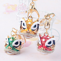 Lion dance car key chain Guangzhou dance lion head alloy Diamond key chain creative cute bag hanging gift