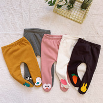 Break-size special bag baby pants autumn and winter cute cartoon bottoming winter baby plus velvet padded padded pants