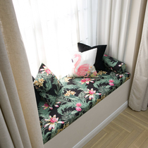 Customized neoclassical black printed floating window mat customized thickened sponge balcony window mat customized removable seat cushion