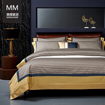 Light extravagant high-end 100 horses cotton gon satin full cotton four sets European style long suede cotton villa minimalist bed with supplies