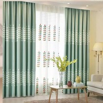Shanghai curtain custom American pastoral style cotton and linen embroidery string grass curtain window screen finished living room bedroom