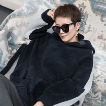 Color-color series) big-name Merino fur fur coat female hooded long high-open sweater