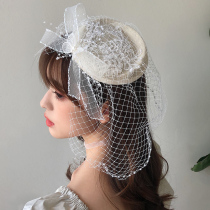 Mengyao bride Korean handmade beautiful Super fairy linen hat veil wedding dress photo stage photo headwear