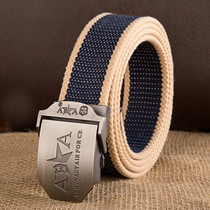 Mens thick canvas waistband tooling outdoor casual can be lengthened woven pants bag fabric belt belt