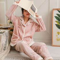 Meiteng pajamas Winter female coral velvet sweet and lovely flannel plush home suit suit Korean autumn and winter