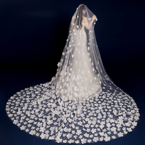 New widening bride wedding head dress superfairy petal flower head yarn 3 m trailing extra-long head yarn head yarn