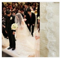 The moon is in love with the new Korean-style bridal wedding wedding dress Short-head yarn ultra-long three-meter lace trailing soft-head yarn