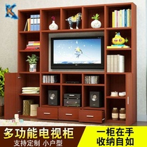TV cabinet bookcase integrated Wall new background wall cabinet small apartment living room combination cabinet customized multi-function
