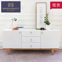 Nordic TV Cabinet white solid wood simple drawer American small apartment designer floor cabinet living room furniture complete