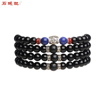 Stone obsidian obsidian lapis lazuli red agate multi-layer bracelet Buddha beads knot bracelet men and women