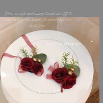 Cardamom at that time Forest retro Chinese wedding groom best man parents corsage Bride bridesmaid wrist flower