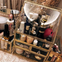 Oversized skin care product storage box flip dust desktop lipstick cosmetics glass finishing box dormitory storage rack