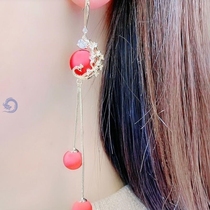 Red earrings temperament premium atmospheric earrings summer hipster 2021 New Tide suitable for round face