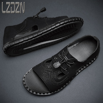 Summer sandals men summer cave men shoes shoes shoes sandals beach breathable leisure European station fashion black