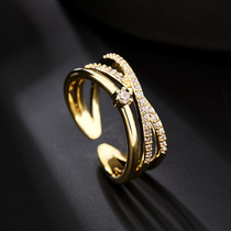 Creative new geometric open copper ring female adjustable fashion personality design luxury index finger ring jewelry