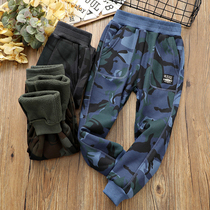 Boys plus velvet pants inside and outside wear childrens warm trousers 2019 Winter new medium and large children one velvet camouflage tide tide