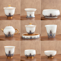 Enamel Tea Set Cover Bowl Set Home Office Guest Tea Bowl Tea Cup Tea Cup Tea Cup Pot White Porcelain Kung Fu