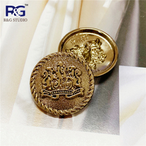 Titanium tea gold metal button English double Lion suit buckle mens and womens coat wool dress button retro button