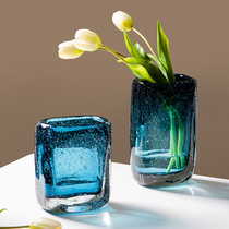 Modern pure handmade blue glazed vase ornaments living room coffee table flower arrangement Nordic light luxury creative home decorations