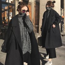 Hong Kong counter 2021 New Korean version of long woolen coat coat women Korean style lace-up warm woolen coat