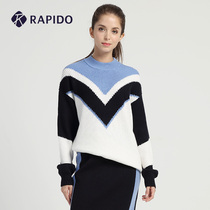 RAPIDO Jolly thunder road Korean version of the spring womens fashion contrast stitching knitted long-sleeved retro inner sweater