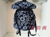 Blue Printed Cloth Bag Children Minimalist Pumping Double Shoulder Travel Bag Printed Casual Little Backpack (3 Color)
