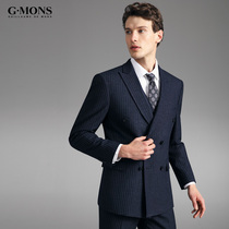 Jiomong Men Strip Suit Business Leisure Double Row Single West Korean Edition Repair Suit Costume