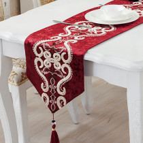 Table flag European high-grade gold velvet tea table cloth bed flag TV cabinet dressing table flag red wedding table cloth