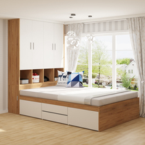  Small apartment tatami bed wardrobe one-piece combination multi-function locker bedroom custom small apartment modern and simple