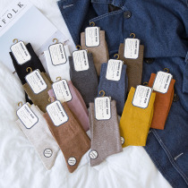 Socks Womens cotton socks Korean version of college style thin high Luo mouth combed cotton Joker black socks pile socks