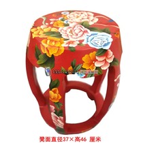 Yangzhou lacquerware factory neoclassical lacquer art home decoration multi-color painted flower and bird drum stool piano stool embroidery Pier customization