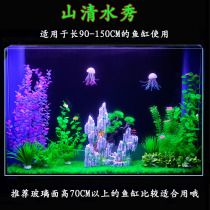 Fish tank decoration landscaping glass goldfish tank package simulation water grass rockery lazy decoration package landscape Bridge