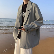 Gangfeng ins small suit male Spring and Autumn Tide brand retro chandaic casual suit Korean loose Ruffian jacket