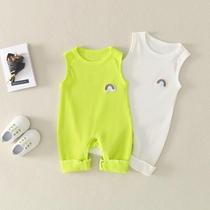 0 Newborn baby one-piece clothes Summer infant base shirt 1 male and female baby pure cotton romper thin short-sleeved climbing suit