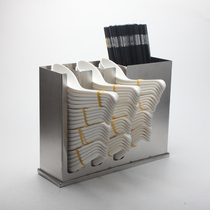 Square stainless steel spoon storage box spoon holder canteen fast food restaurant restaurant chopsticks soup spoon storage tube storage rack