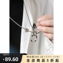 ROAD original design double ring text titanium steel couple necklace men and women simple personality sweater chain Christmas gift tide