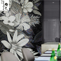 Lily mosaic cut painting background wall porch modern simple European restaurant corridor bathroom glass puzzle
