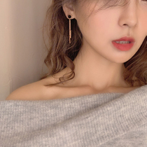 European and American style 18K gold earrings female titanium steel black brand tassel color gold earrings ins cold wind earrings earrings jewelry