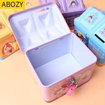 Cartoon piggy bank gift anti-fall small house with lock piggy bank children boys and girls large creative