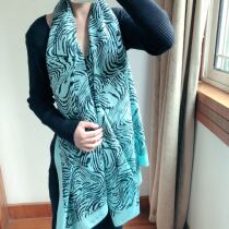 Original single fashion zebra pattern blue bottom 100% pure silk silk scarves to increase the lengthy domineering CJIN-21