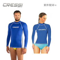 Italian CRESSI mens and womens long-sleeved sun protection clothing sun protection clothing UV protection clothing high elastic clothing