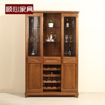 Modern Chinese side cabinet lockers solid wood wine cabinet Catalpa tea cabinet special European cupboard kitchen cabinet