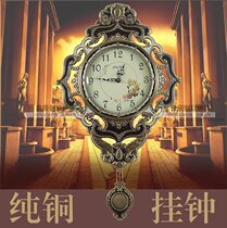 European style large antique retro brass town house wall clock living room silent creative quartz clock luxury wall watch