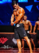 Mens fitness competition pure black preliminaries beach shorts knee-high five-point pants slim-fit mid-pants trendy casual surfing shorts