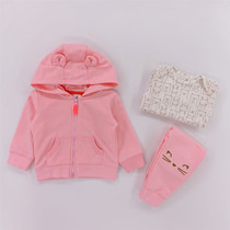 Clear price of foreign trade baby spring and autumn suit female 0 - 1 year old 2 pure cotton jacket with cap jacket sweater clothes baby clothes