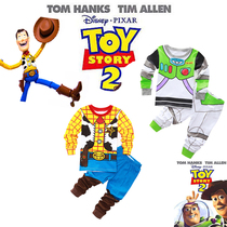 Boys  home air conditioning clothing summer long-sleeved thin cotton pajamas Toy Story Woody Buzz Lightyear Tris clothing