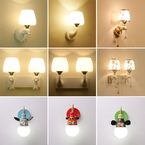 Childrens wall lamp living room aisle wall lamp modern simple double head warm bedroom boys and girls bedside lamp