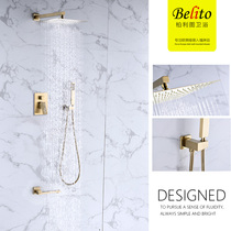 Buritu all-copper concealed shower In-wall hot and cold brushed gold hidden embedded shower set