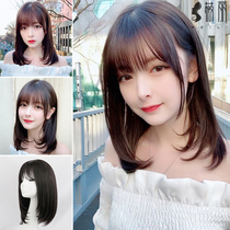Wig Female long hair full head cover type natural full head air bangs real hair short hair age reduction round face medium and long hair cover