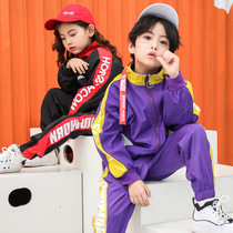 Spring and Autumn Childrens Street Dance Training Outdoor Performance Clothes Set Cardigan Jacket Jacket Gown popping Pants